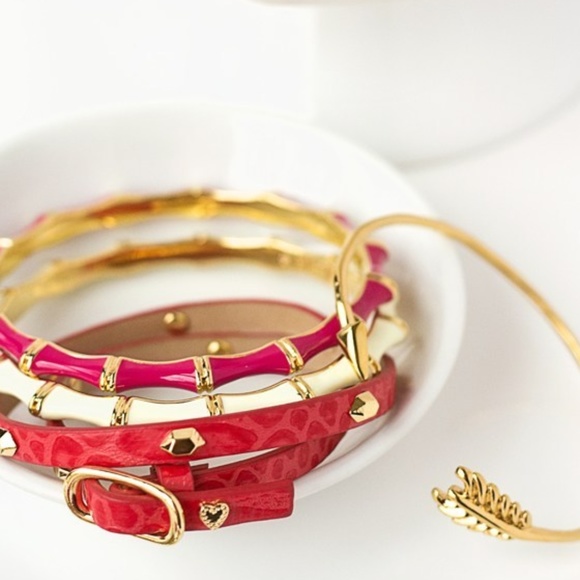 Stella & Dot | Dainty Gold Bangle Bracelet 🌸🦄💫✨PINK+Gold Julep Bangle - Picture 4 of 8